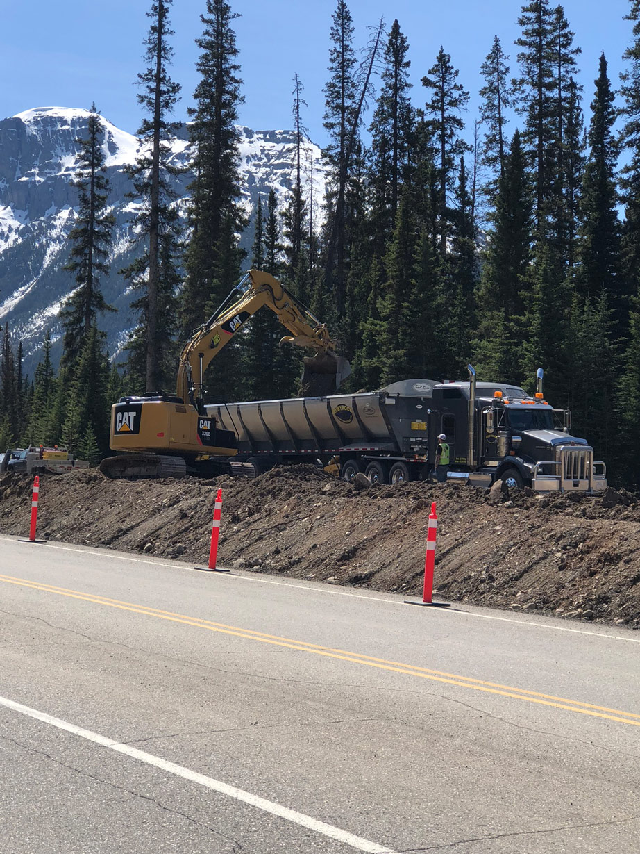 Road construction in Banff National Park